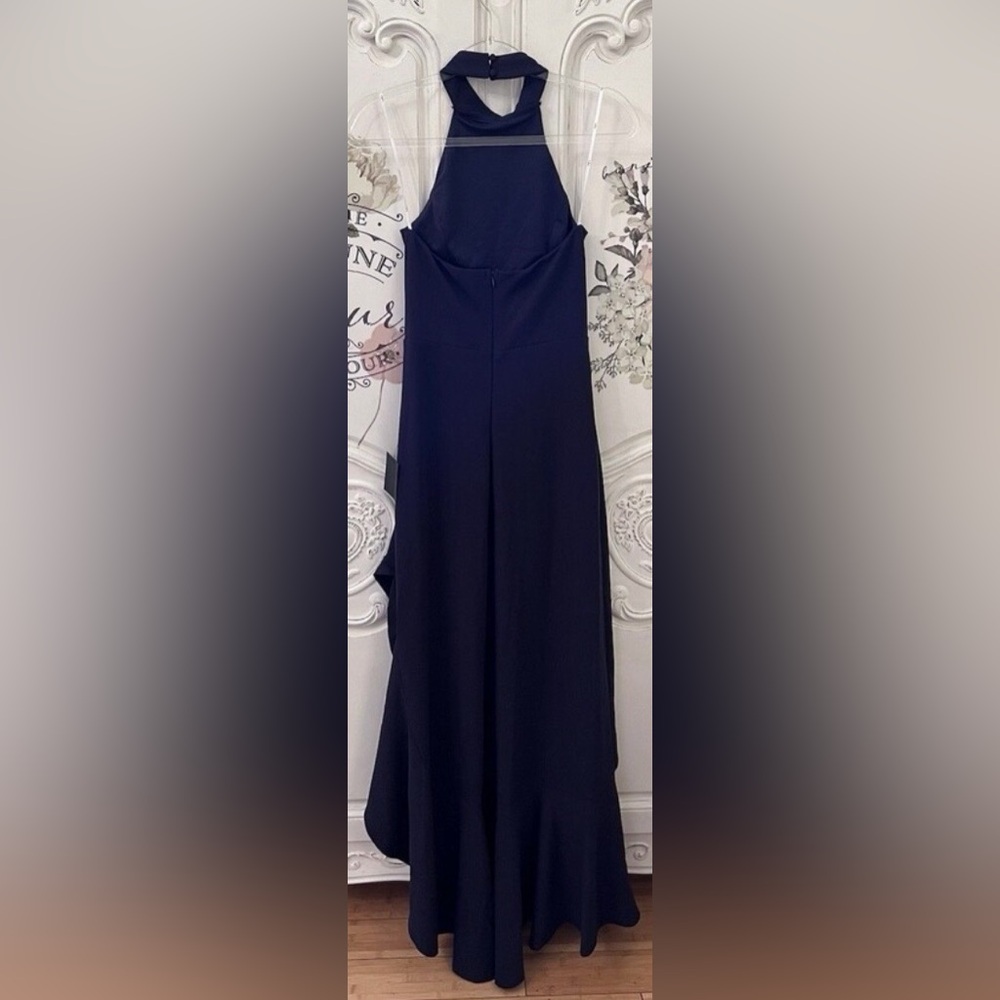 Lulus NWT “Majestic Perfection” Navy Blue Ruffled Halter Maxi Dress. Size Small. - Picture 9 of 16